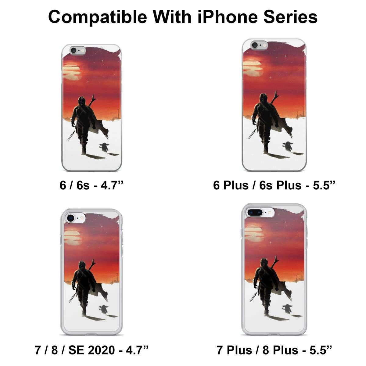 Star Wars Grogu & Hunter Canvas Phone Case for iPhone 15 14 13 12 11 X Xs Xr 8 7 6 6s Plus Pro Max - Clear Protective Cover with Slim Fit Design | Perfect for Daily Use, Travel & Gift Giving
