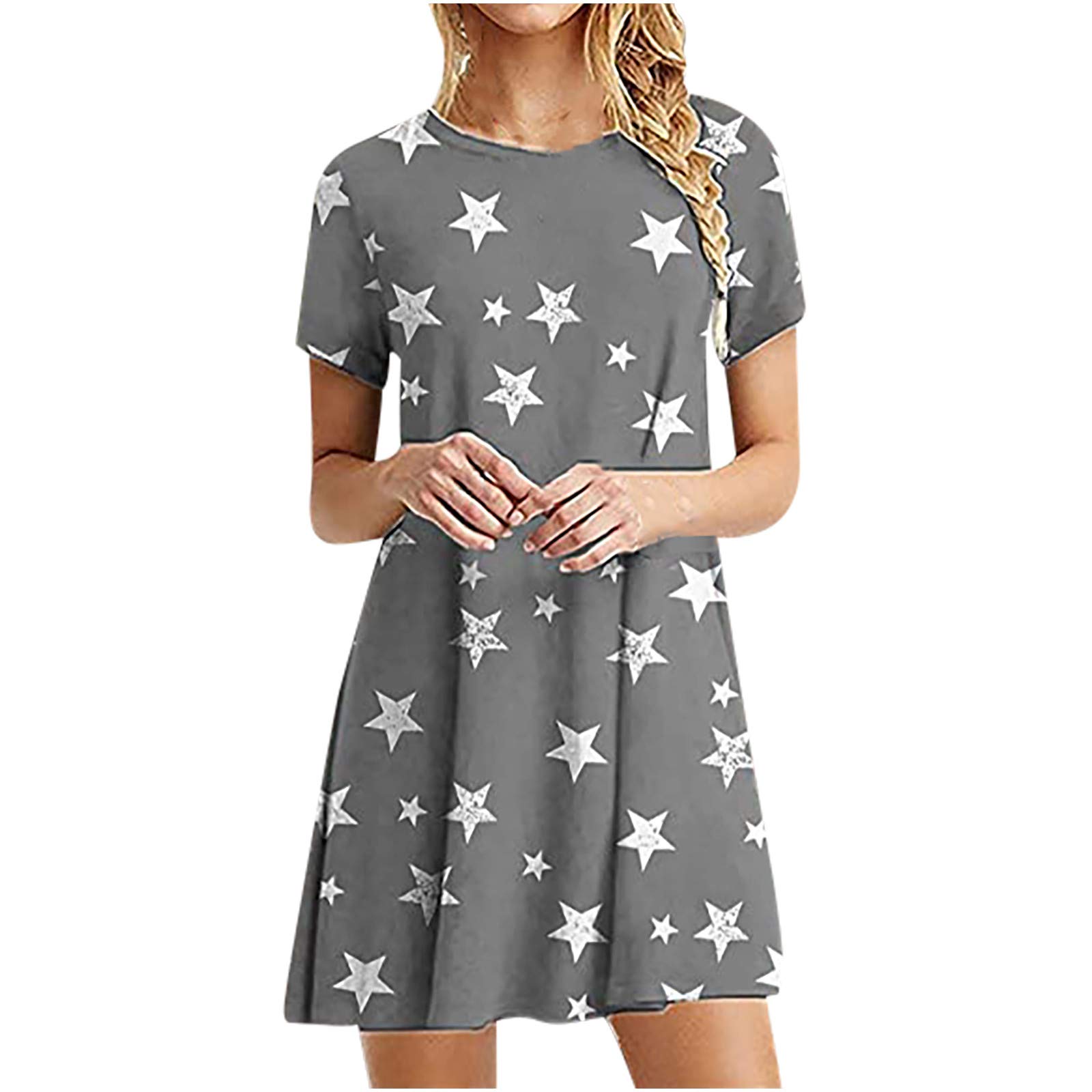 Women's Floral Summer Dress - Short Sleeve O-Neck Loose Fit Casual Beach Dress in White | Perfect for Vacation, Picnic & Everyday Wear