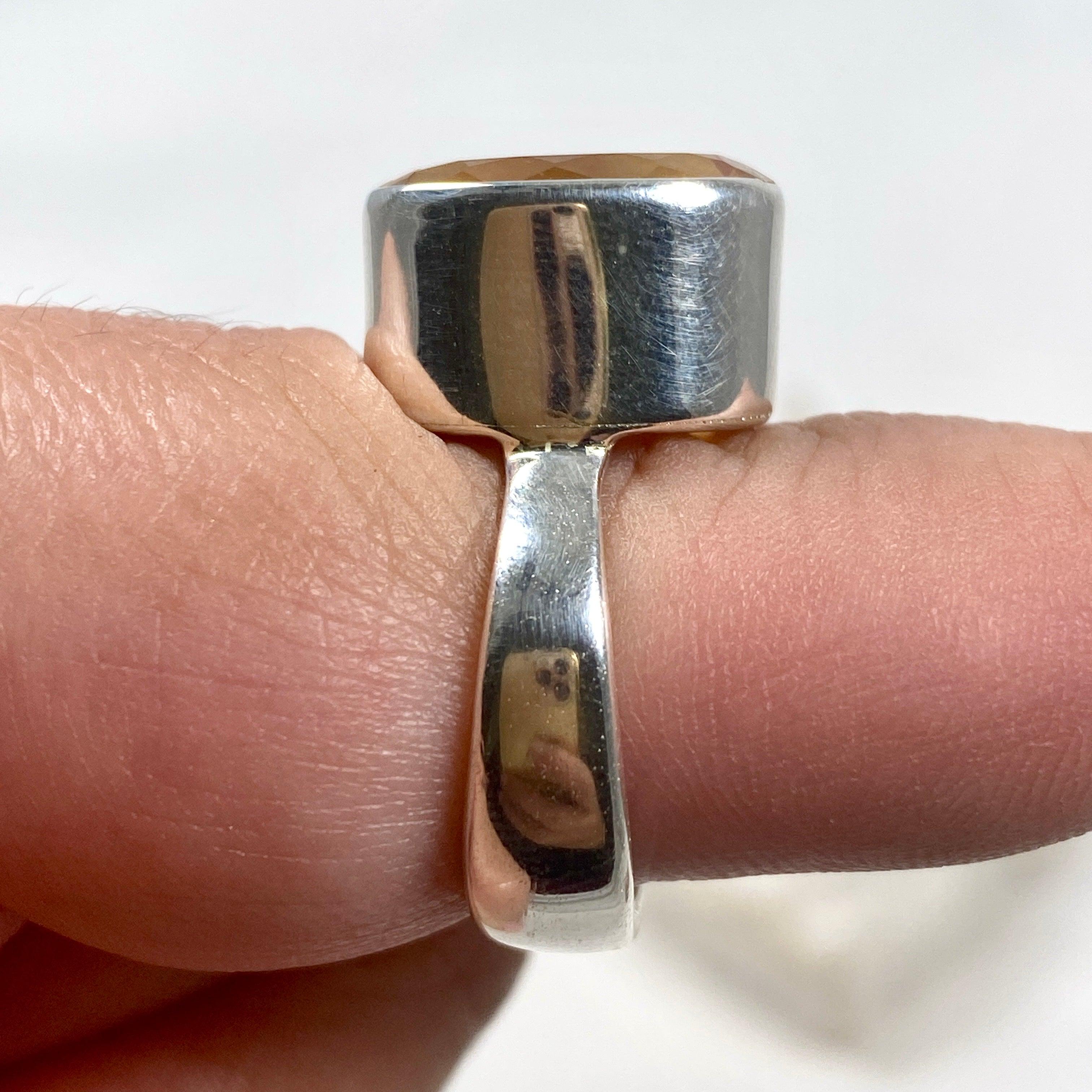 Natural Citrine Faceted Oval Ring - Size 9 - KRGJ2832 - Elegant Jewelry for Women, Perfect for Weddings, Parties & Everyday Wear