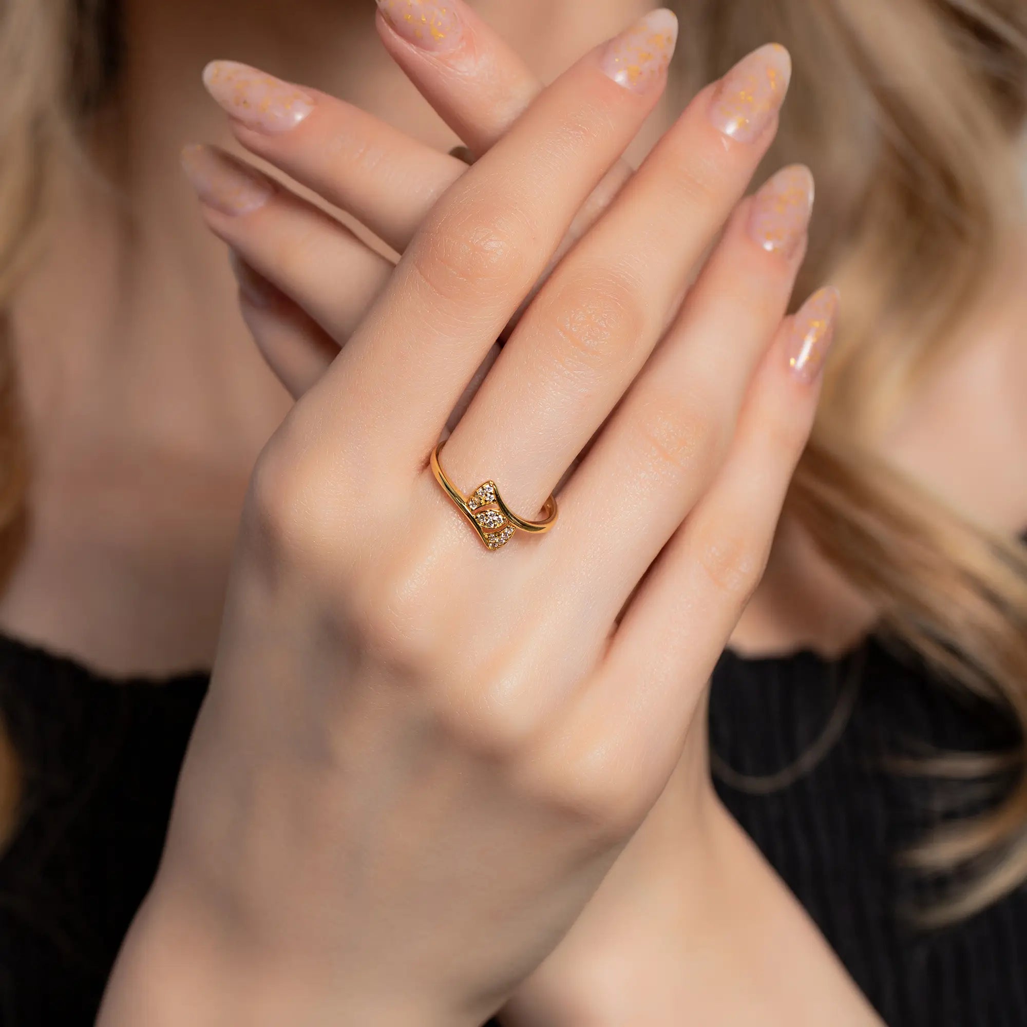 Exquisite Gold Ring for Women - Elegant 14K Solid Gold Band, Perfect for Engagement, Wedding, Anniversary & Everyday Wear