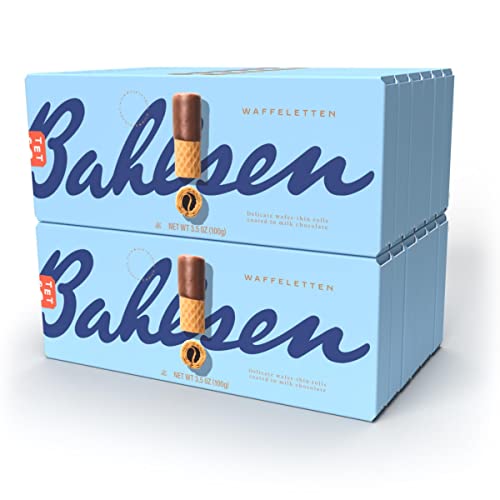Bahlsen Waffeletten Milk Chocolate Dipped Wafer Cookies (12 Pack) - Crispy European Wafer Rolls Covered in Creamy Milk Chocolate - 3.5 oz Per Box - Perfect for Gifts, Office Snacks & Coffee Time