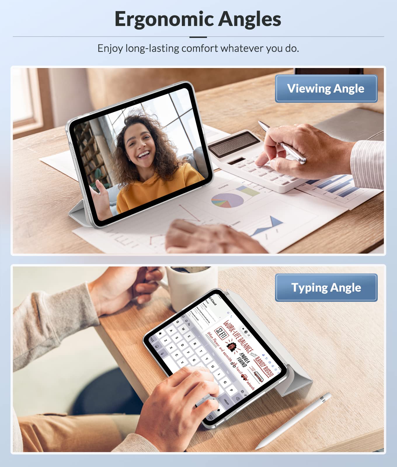 MoKo iPad 11th Gen (2025) & 10th Gen (2022) Case - Slim Protective Cover with Translucent Frosted Back, Auto Wake/Sleep, Touch ID Support - Perfect for Work, School & Travel (White)