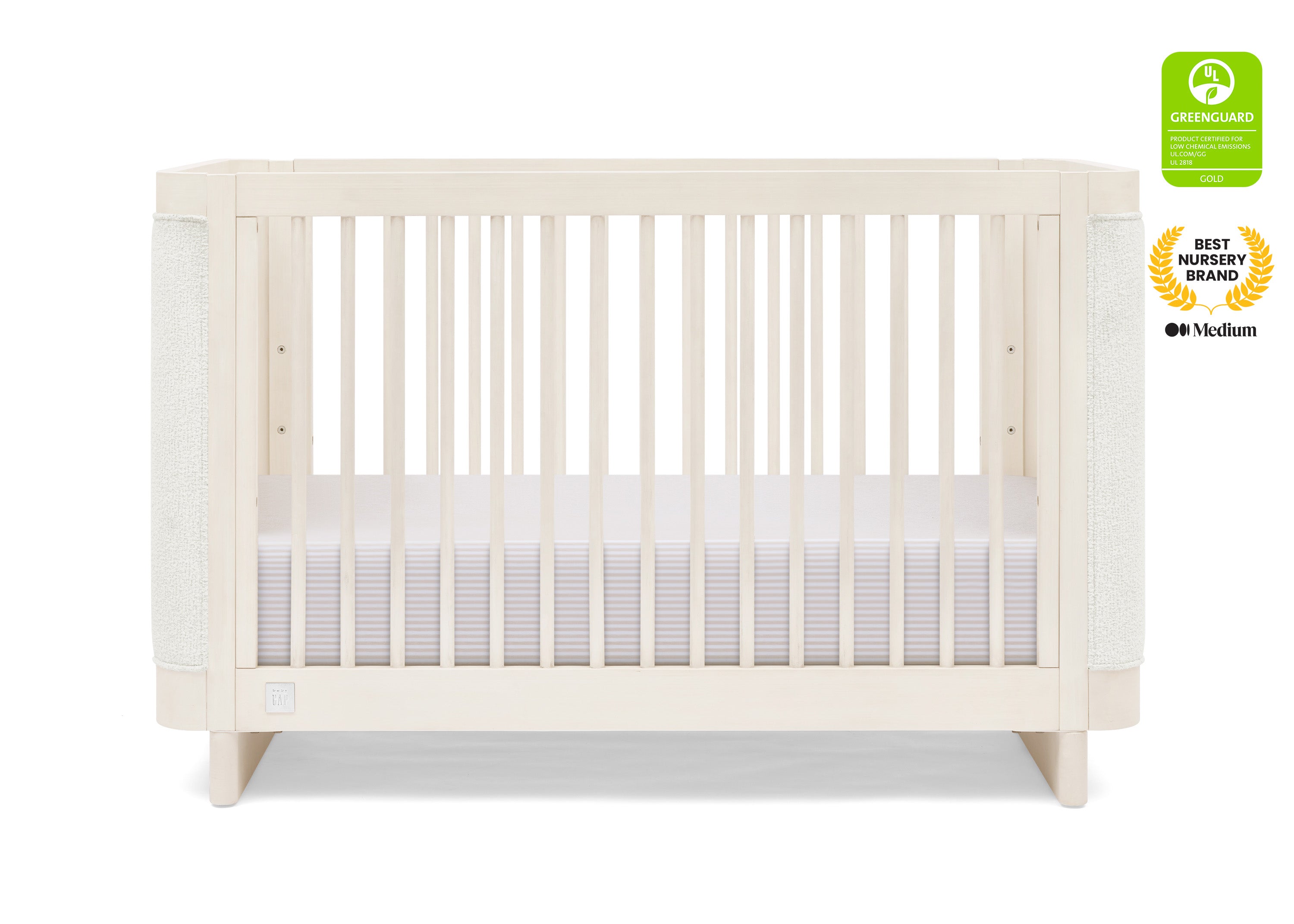 Callie 4-in-1 Convertible Upholstered Baby Crib with Toddler Bed Conversion - Modern Nursery Furniture for Newborns to Kids | Perfect for Small Spaces & Shared Rooms