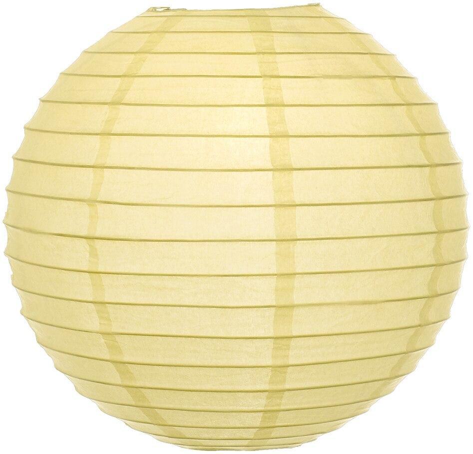 5 Pack 8 Inch Lemon Yellow Chiffon Round Paper Lanterns - Even Ribbing Chinese Style Hanging Decorations for Wedding, Party, Baby Shower & Home Decoration