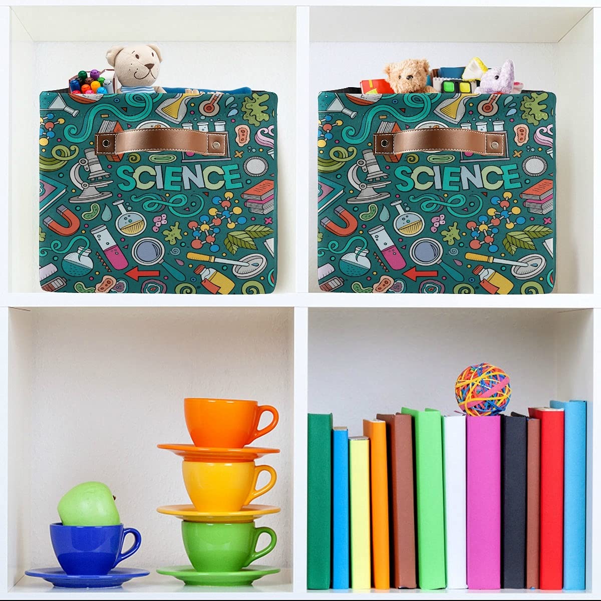 Collapsible Storage Cube Basket with Handles - Rectangle Storage Box for Books, Toys & Home Organization | Perfect for Nursery, Bedroom, Closet & Office | 1-Pack Science & Education Storage Solution