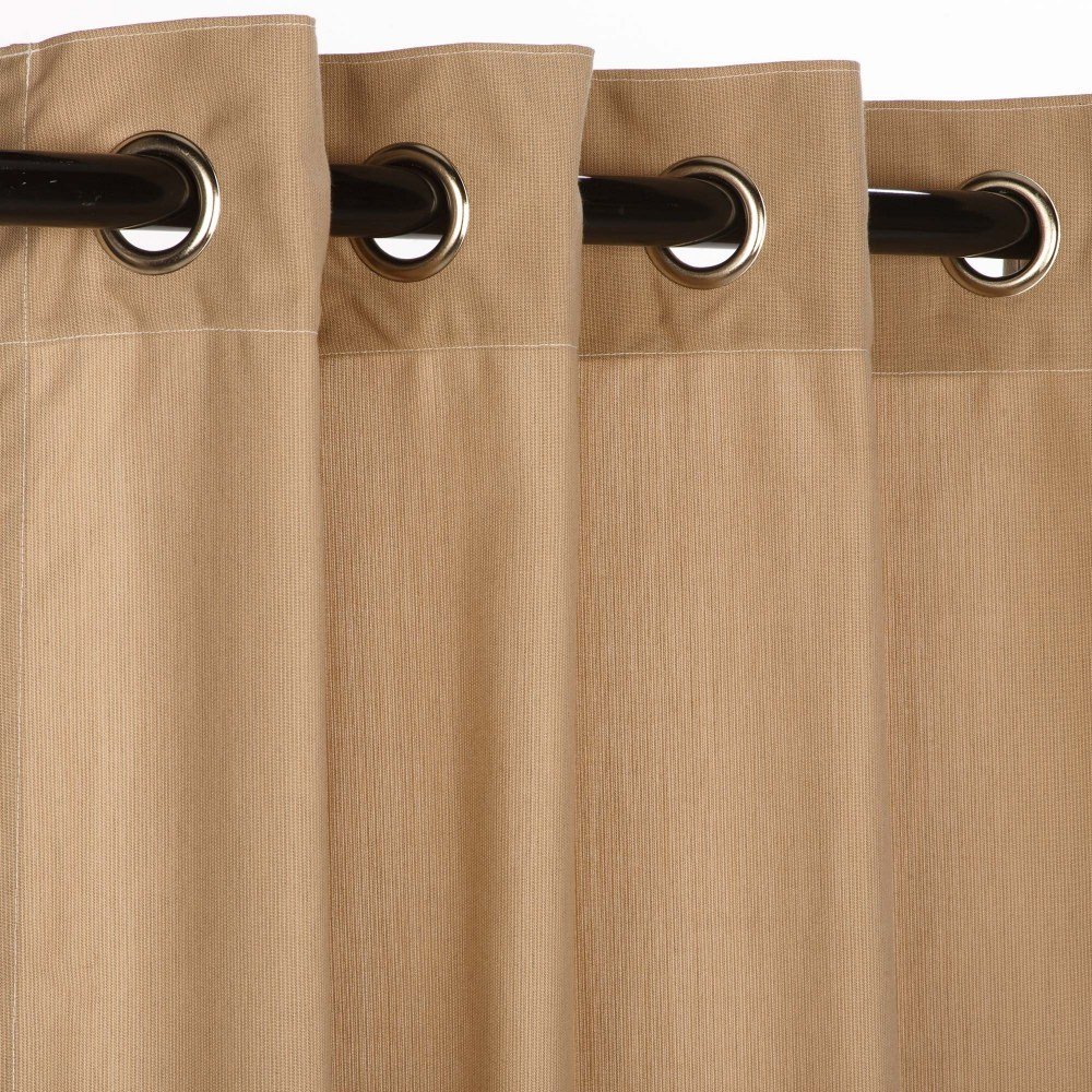 DFO Sunbrella Outdoor Curtains 50x108 Inch - UV Resistant, Waterproof Patio Curtains with Nickel Grommets for Porch, Deck, Poolside & Backyard - Spectrum Sand Color