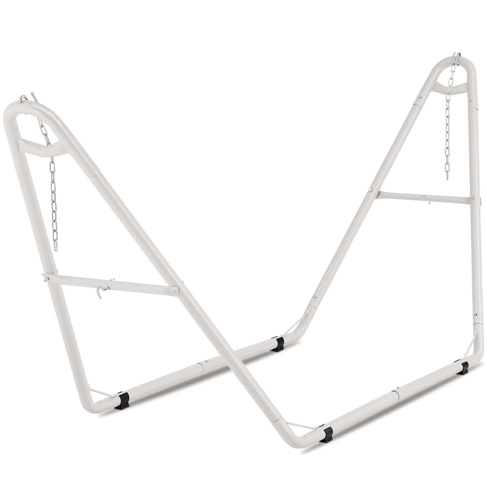 Heavy Duty Universal 2-Person Hammock Stand - 660LBS Capacity Steel Frame for 9.6-14ft Hammocks - Indoor & Outdoor Use - White - Perfect for Backyard Relaxation, Camping Trips, and Patio Lounging