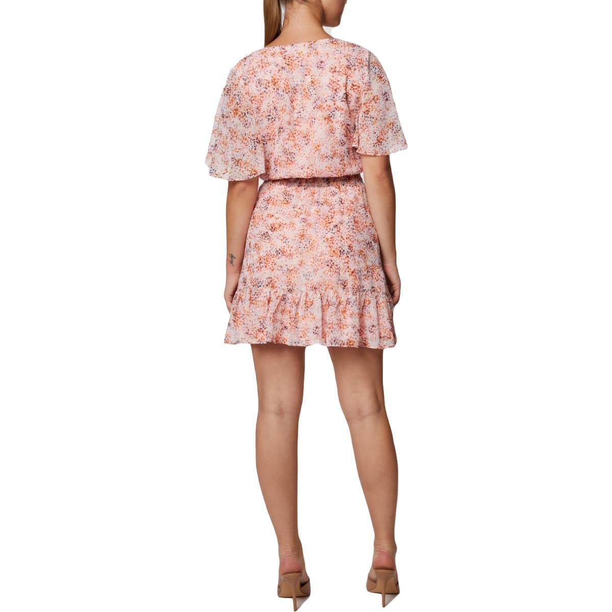 Laundry by Shelli Segal Women's Short Sleeve Surplice Mini Dress with Tiered Skirt - Perfect for Summer Parties, Date Nights & Beach Vacations