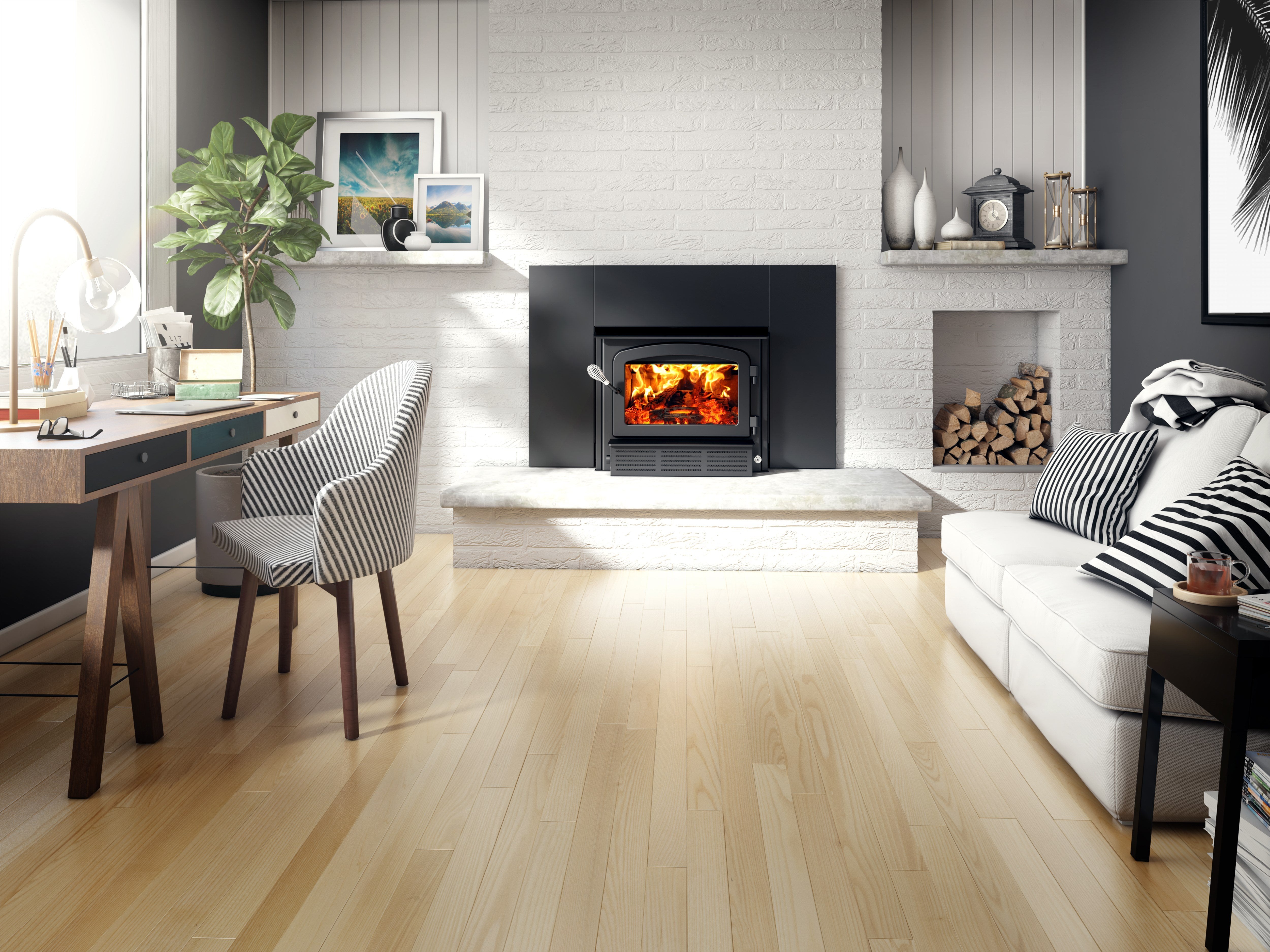 Drolet Escape 1500 I High Efficiency EPA Certified Wood Burning Insert with Faceplate & Blower - Perfect for Home Heating & Fireplace Upgrade (Living Room, Cabin, Winter Use)