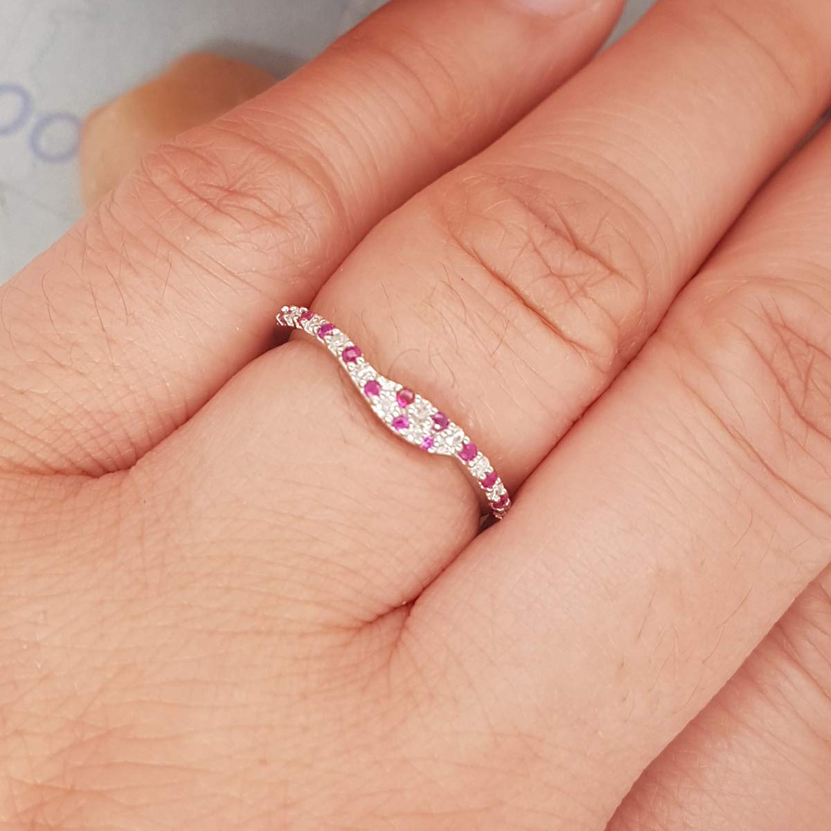 Dazzlingrock 14K Solid Gold Round Ruby & White Diamond Stackable Wedding Band Ring for Women - Perfect for Bridal, Anniversary, and Everyday Elegance