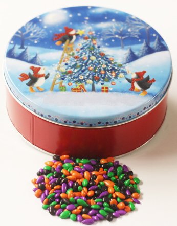 Scott's Cakes Halloween Mix Chocolate Covered Sunflower Seeds - Mini Penguin Tree Trimming Tin - Perfect for Halloween Treats, Party Favors & Holiday Decorations