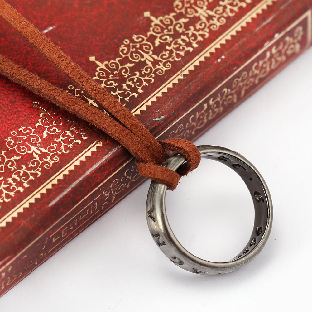 Uncharted 4 Nathan Drake Ring Pendant Necklace for Men - Adjustable Leather Cord, Handmade Video Game Jewelry - Perfect for Cosplay, Gifts & Gaming Enthusiasts