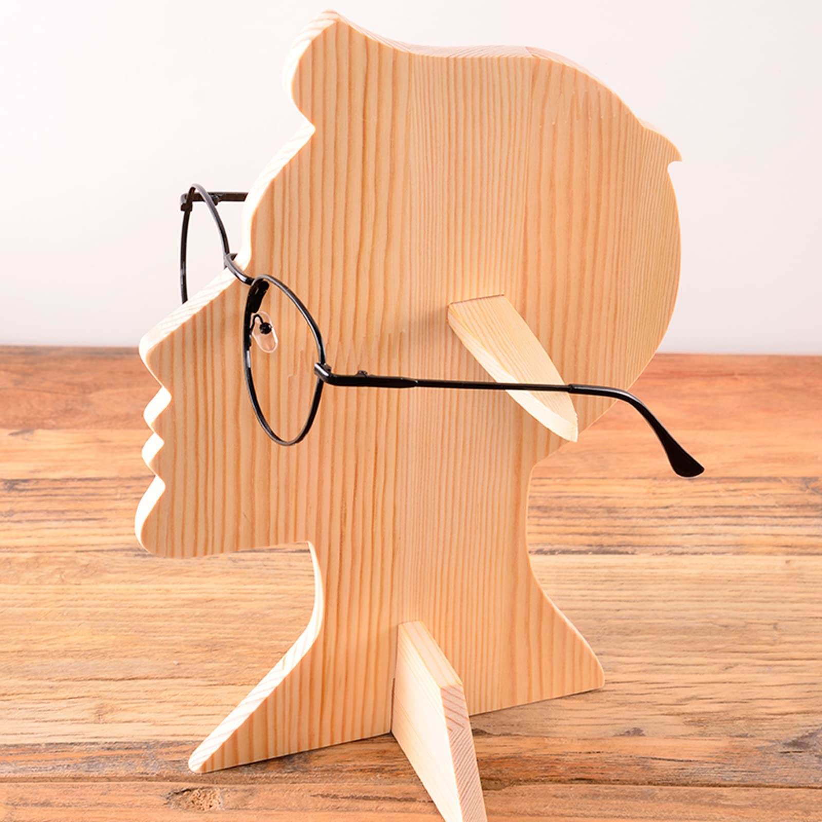 Premium Wooden Sunglasses Organizer - Human-Shaped Head Display Stand for Eyewear (2-Pack) | Stylish Glasses Rack for Retail Stores, Home Decor & Fashion Boutiques