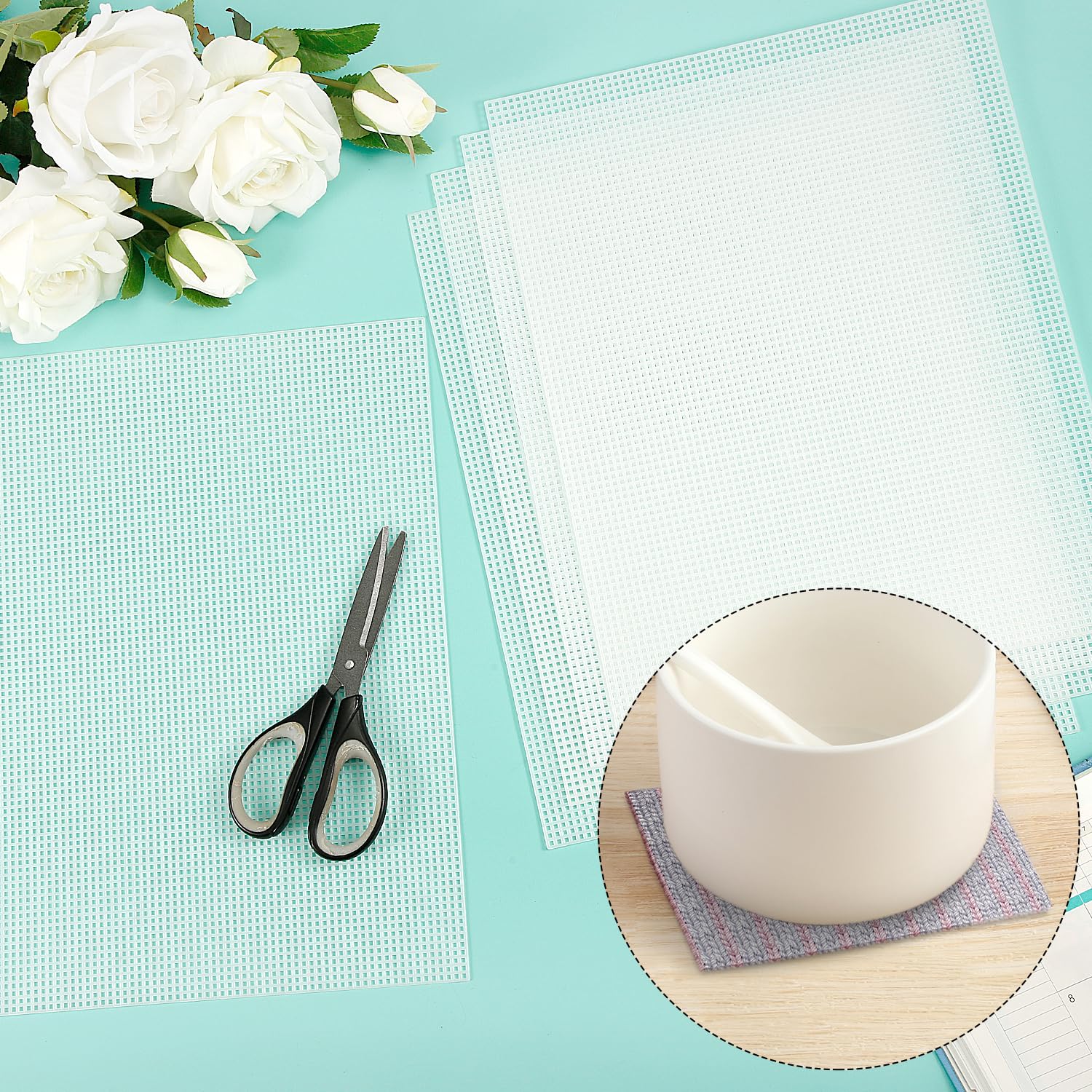 20 Sheets 7CT Clear Plastic Canvas, 13x10.2 Inch Transparent Mesh Sheets for Embroidery, Cross Stitch, Crochet & DIY Crafts - Perfect for Needlepoint, Home Decor & Handmade Gift Projects