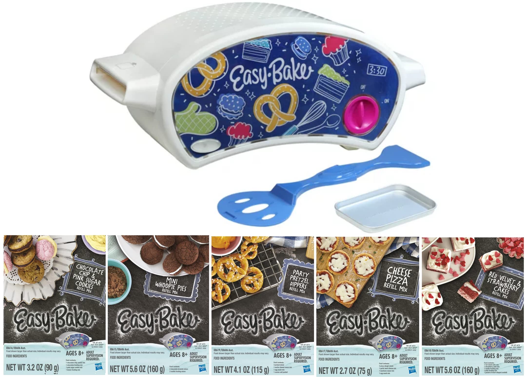 EZ Ultimate Oven Baking Kit - Sugar Cookies, Cheese Pizza, Red Velvet, Pretzel & Mini Whoopie Mixes with Refills | Perfect for Family Baking, Birthday Parties & Holiday Treats