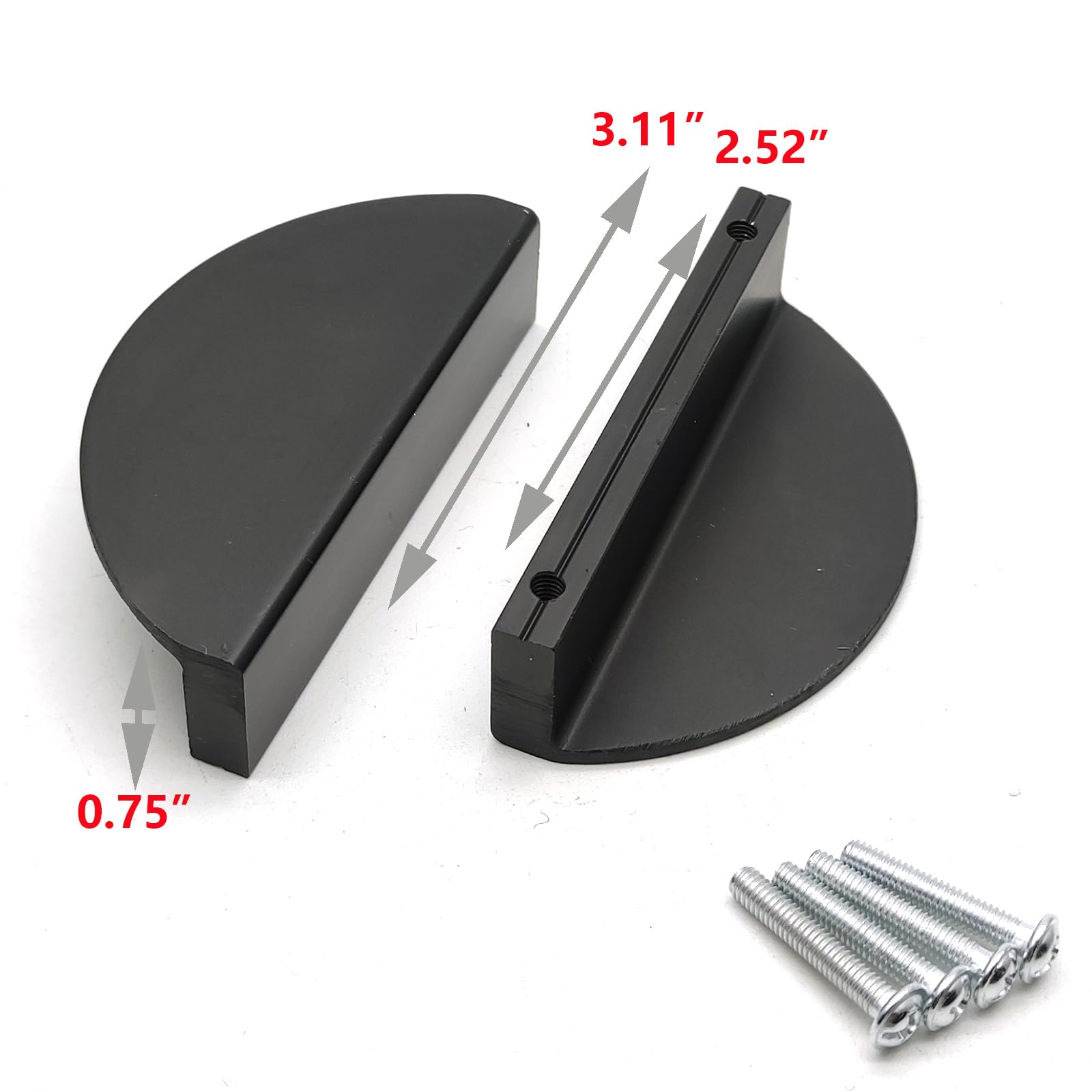 Autuwintor Black Half Moon Kitchen Cabinet Pulls - 6 Pack with Screws, 2.52