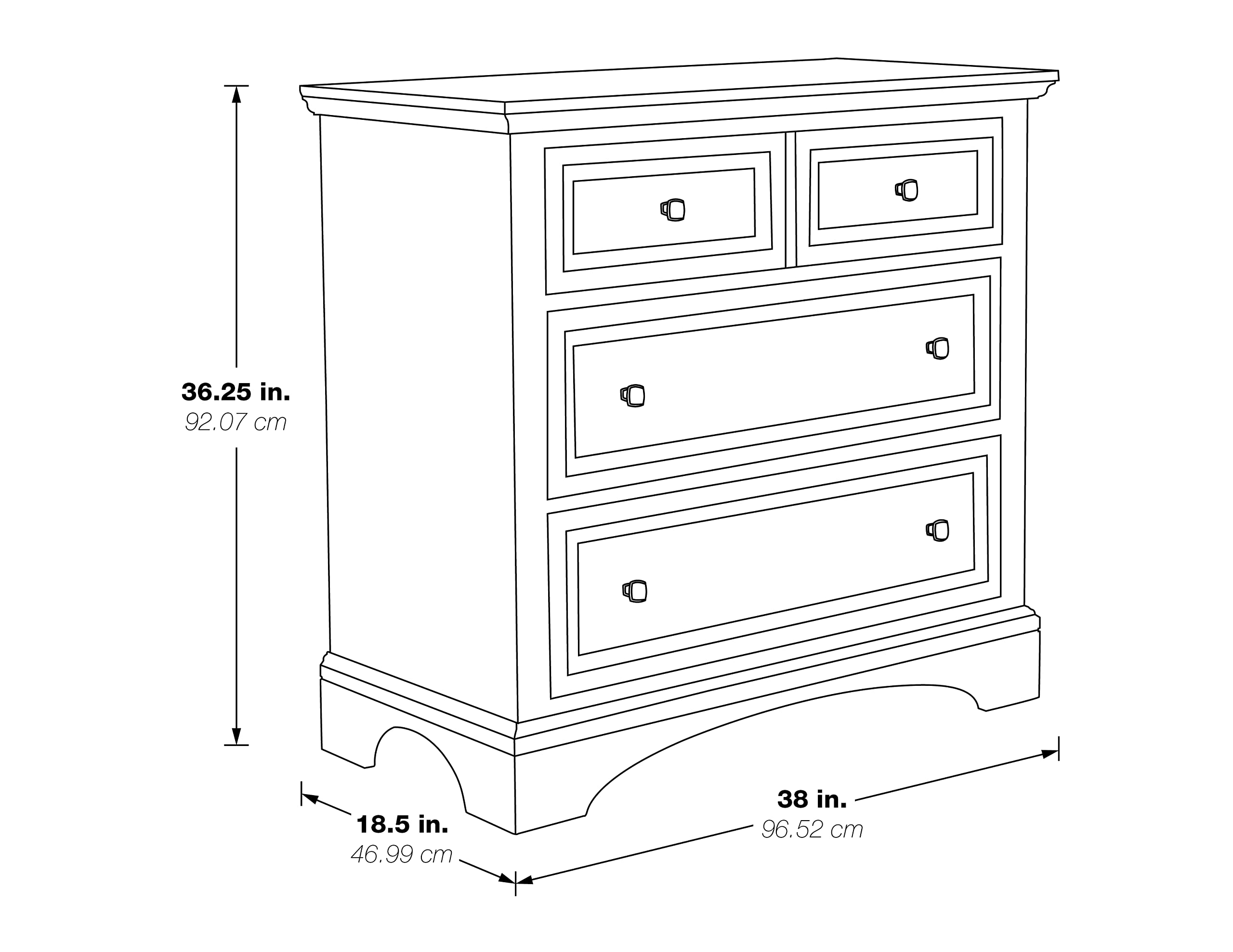 OSP Home Furnishings 4-Piece Farmhouse Bedroom Set - Queen Bed, 2 Nightstands & 3-Drawer Chest in Rustic White | Perfect for Cozy Country-Style Bedrooms & Guest Rooms