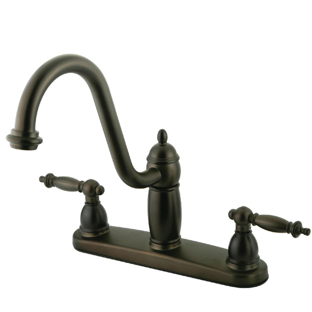 Kingston Brass KB7111TLLS Templeton Centerset Kitchen Faucet - High Arc Pull-Down Sprayer, Oil Rubbed Bronze Finish for Modern Farmhouse & Traditional Kitchens
