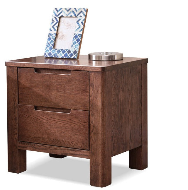 Solid Oak Wood Nightstand with Drawer - Rustic Bedside Table for Bedroom, Living Room & Office - Durable & Stylish Furniture for Home Decor