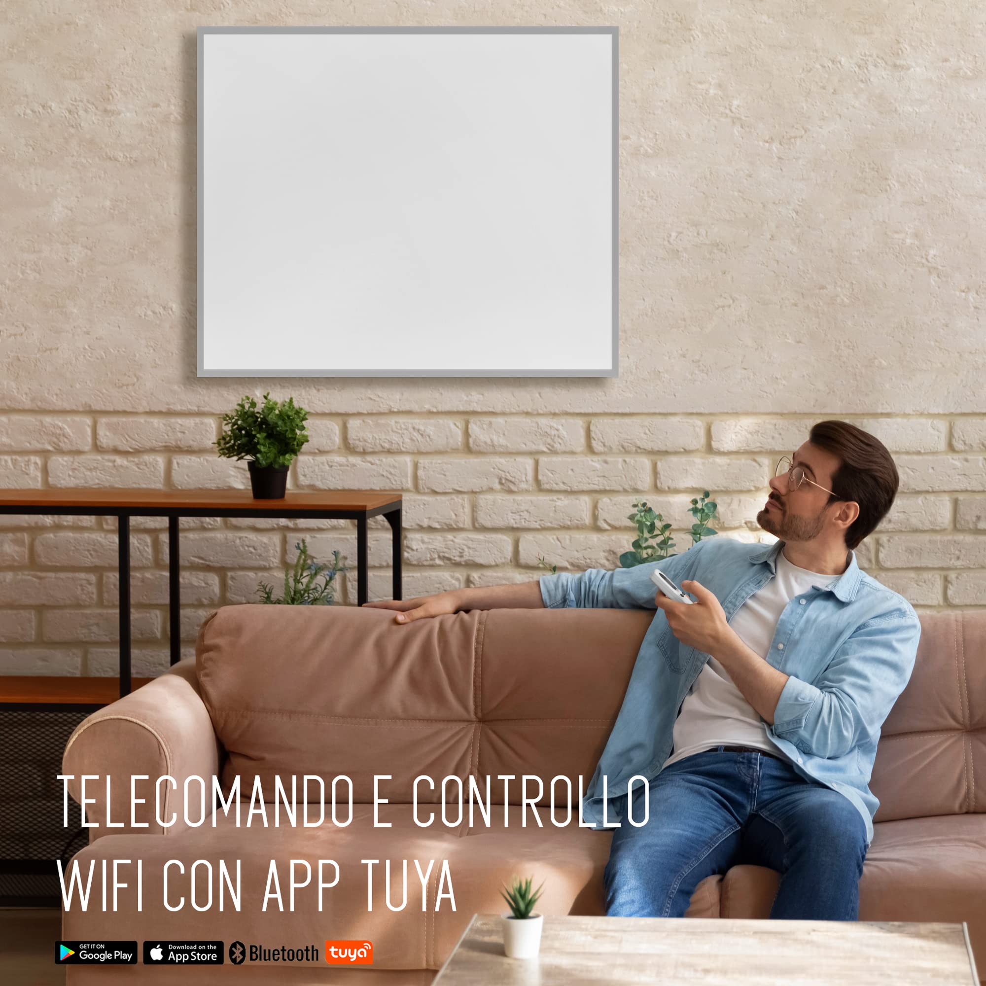 ULCANO Carbon Crystal Infrared Heating Panel 600W 100x60cm, Energy Efficient Aluminum Radiator with Thermostat & WiFi App Control - Perfect for Home, Office, and Bedroom Heating