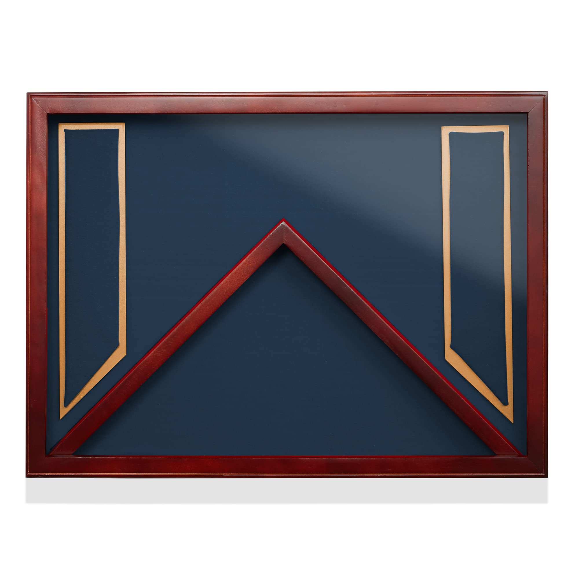 Military Shadow Box Display Case for Medals & Burial Flag - Solid Wood Cabinet with Navy Blue Velvet Insert - Perfect for Veterans, Memorials & Home Decor