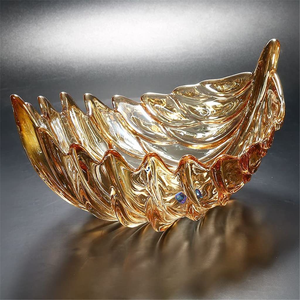 Walnut Crystal Glass Fruit Plate - Elegant Leaf-Shaped Breakfast & Snack Dish for Candy, Salad, Desserts | Perfect for Living Room, Desktop, Wedding Gifts & Home Decor (Color A)