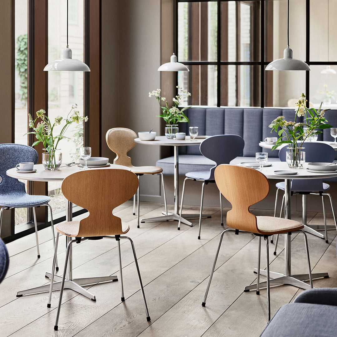 Ant Chair 3101 - Modern Clear Lacquered Wooden Dining Chair with Front Upholstered Seat | Mid-Century Design for Home, Office & Restaurant Decor