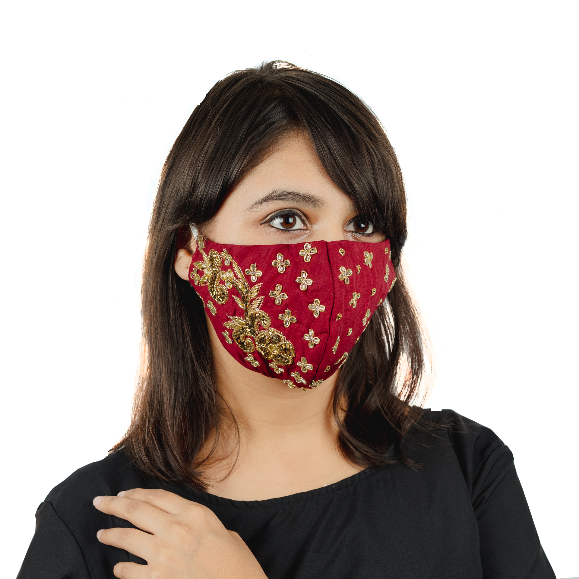 Floral Embroidery Cotton Face Mask - Reusable & Breathable (6 Colors) - Perfect for Daily Wear, Travel, and Outdoor Activities