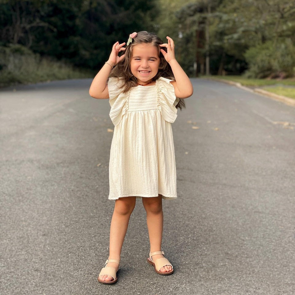 Bella Kids Leather Sandals - Nude Blush Color Comfortable Summer Sandals for Girls | Perfect for Beach, Playground & Casual Outings