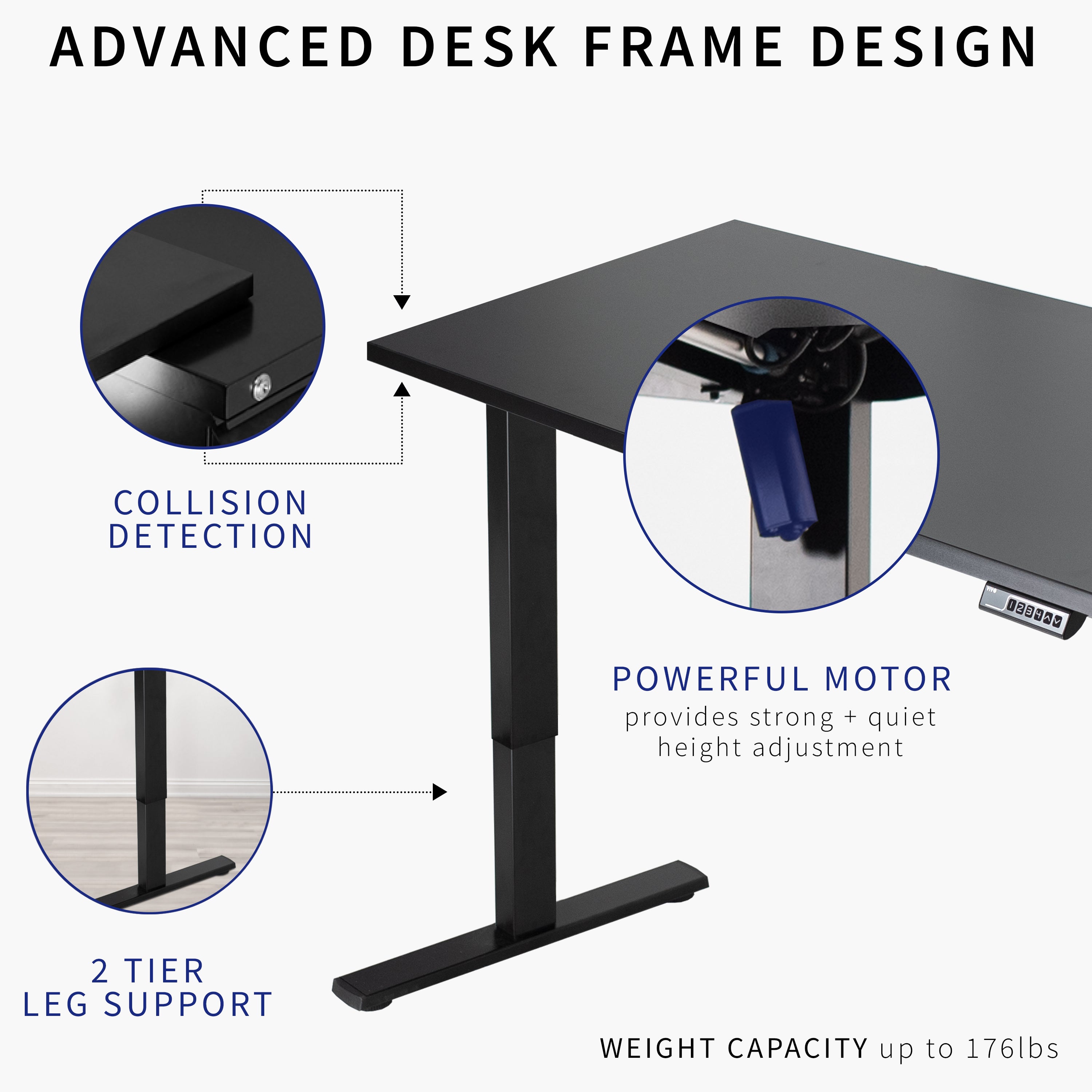 1BS Series Electric Standing Desk with Square Corner Top - Adjustable Height Home Office Desk for Work, Study & Gaming - Ergonomic Workspace Solution