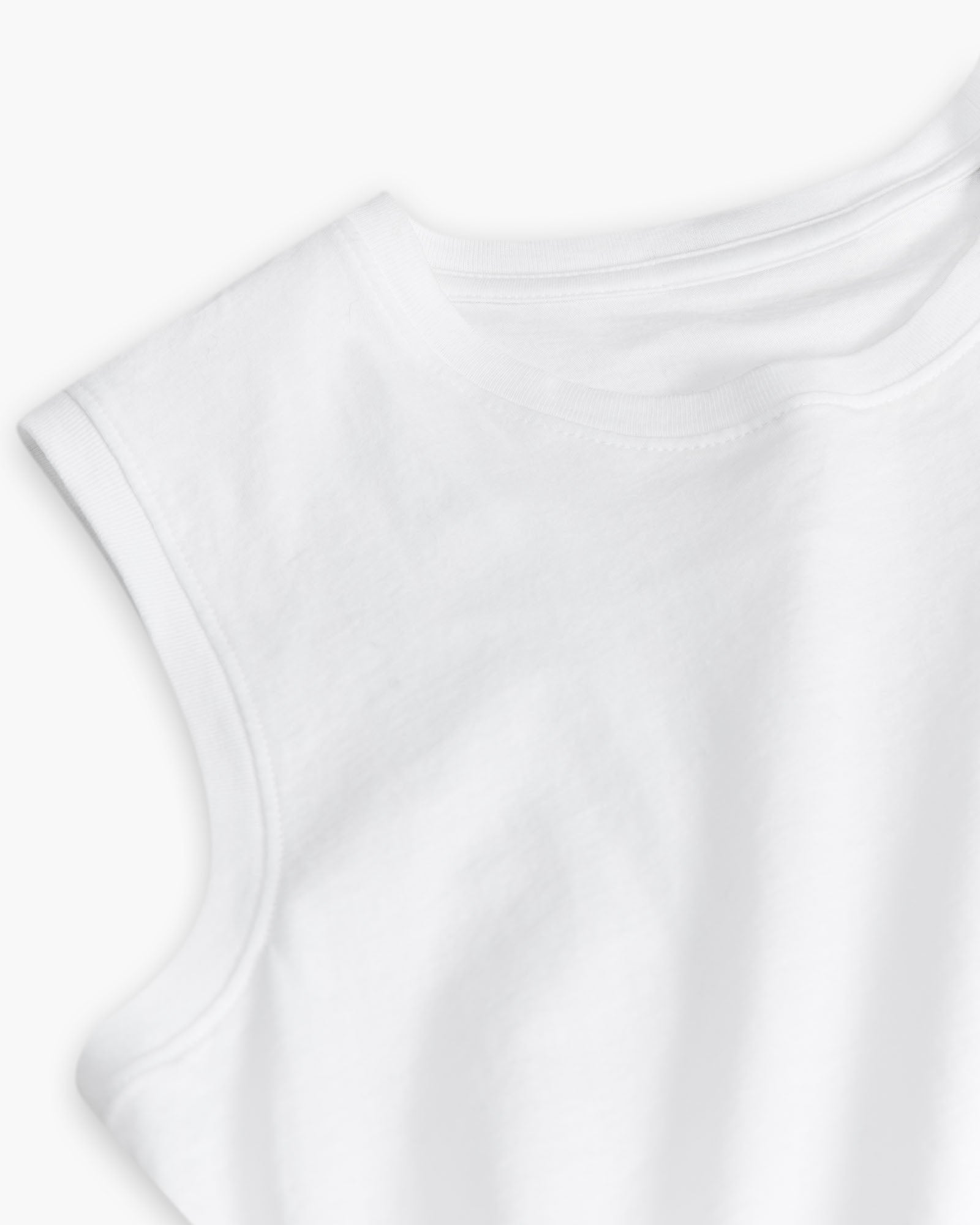 Classic Jersey Sleeveless Cropped Muscle Tee for Women - White | Workout Tank Top for Gym, Running & Summer Fashion