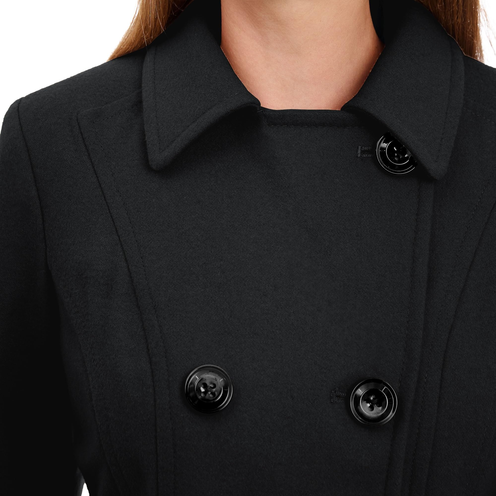 Anne Klein Women's Classic Double Breasted Wool Coat - Plus Size Winter Trench Coat for Office, Business & Formal Occasions