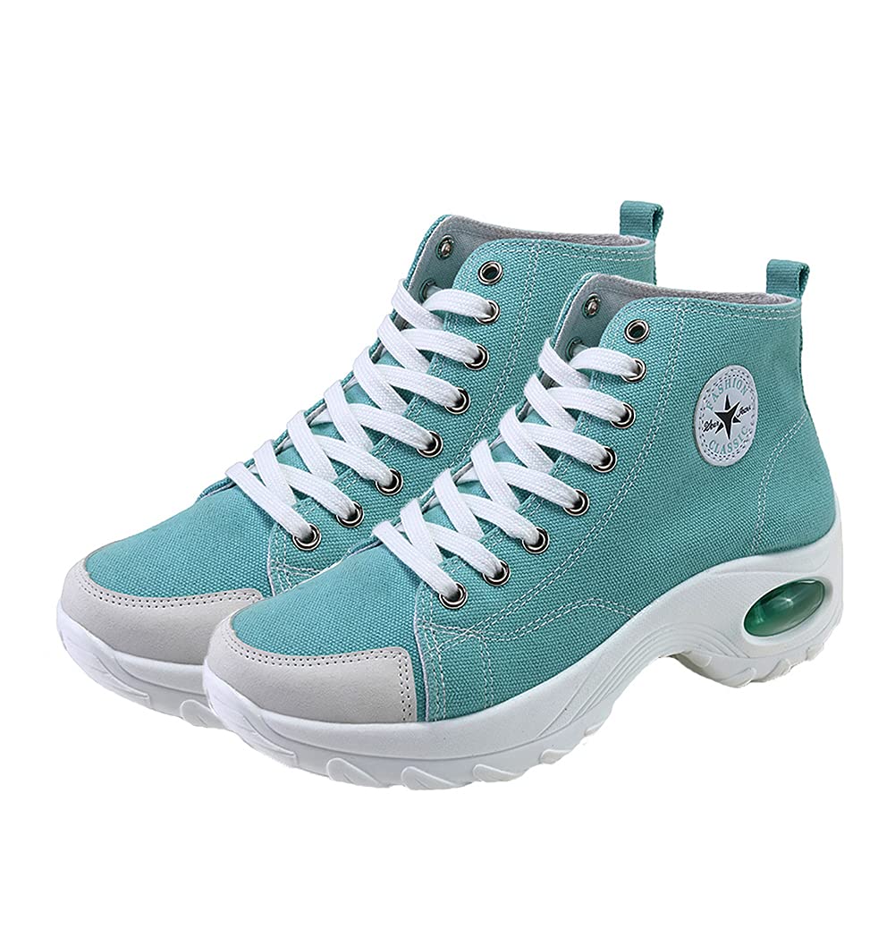 MAUGELY Women's High Top Platform Sneakers - Fashion Canvas Casual Shoes with Thick Sole for Walking, Running & Streetwear Outfits | Perfect for Gym, Workout, and Daily Wear