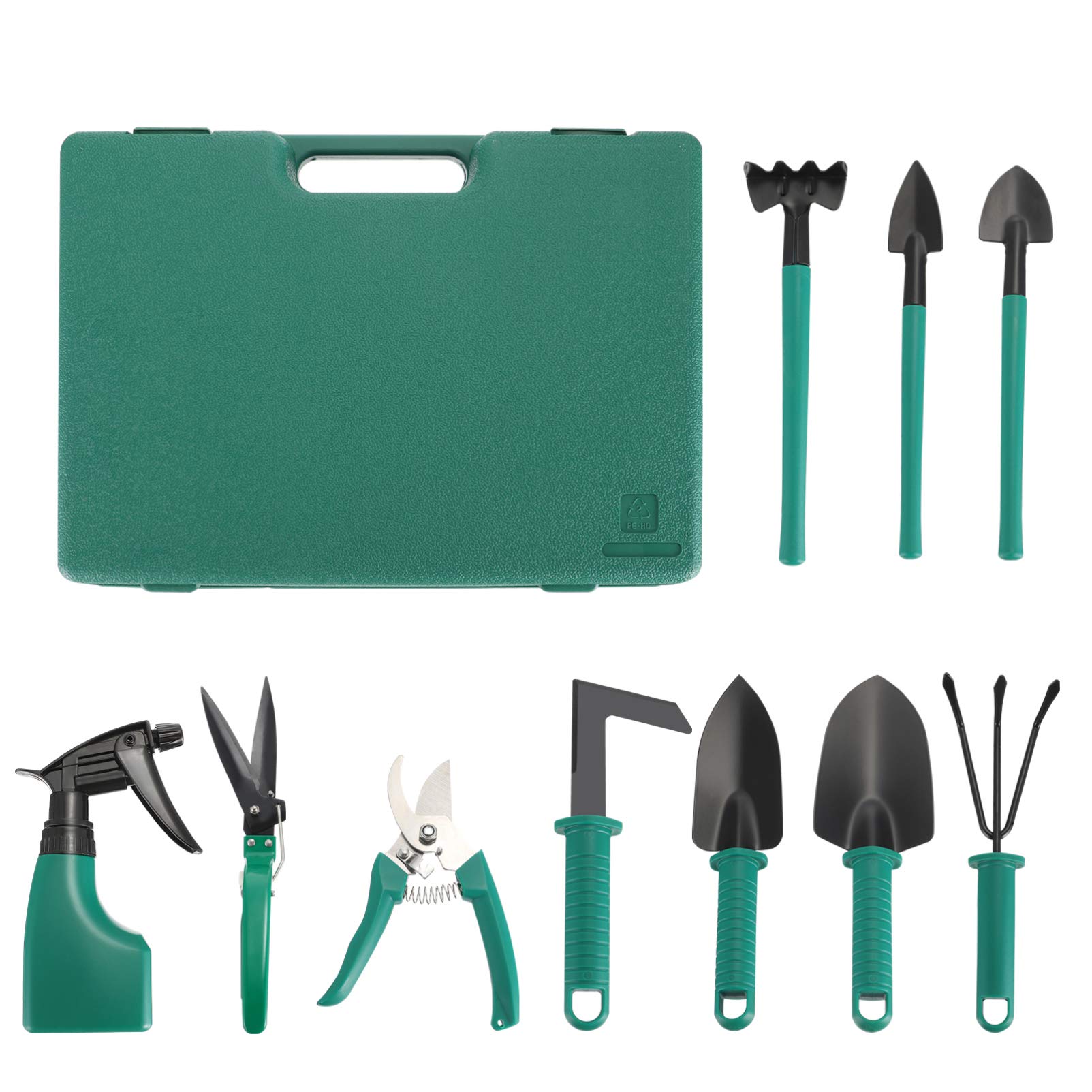 DOITOOL 10-Piece Mini Garden Tools Set - Shovel, Rake, Grass Cutter, Watering Can for Indoor & Outdoor Gardening - Perfect Gift for Men & Women | Ideal for Planting, Weeding, Watering in Small Spaces & Balcony Gardens