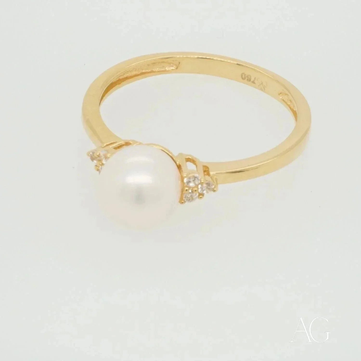7mm Golden Pearl Ring for Women - Elegant & Stunning Jewelry for Weddings, Parties & Special Occasions