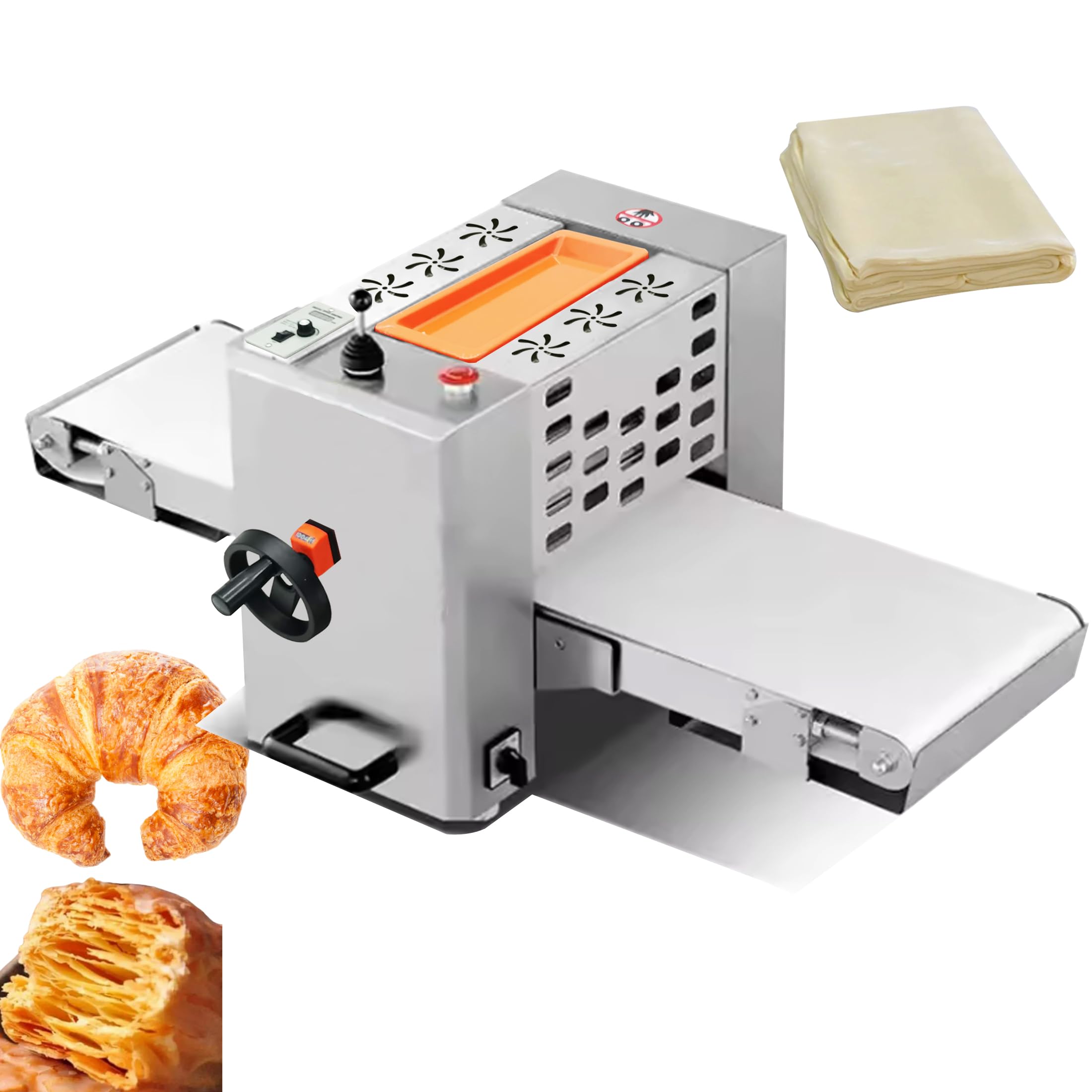 INTSUPERMAI Commercial Dough Sheeter Machine - 49.2×13.8 Inch Reversible Countertop Dough Press with Conveyor Belt for Croissants, Puff Pastry & Bakery - 110V Electric Dough Roller - Perfect for Bakeries, Restaurants & Home Baking