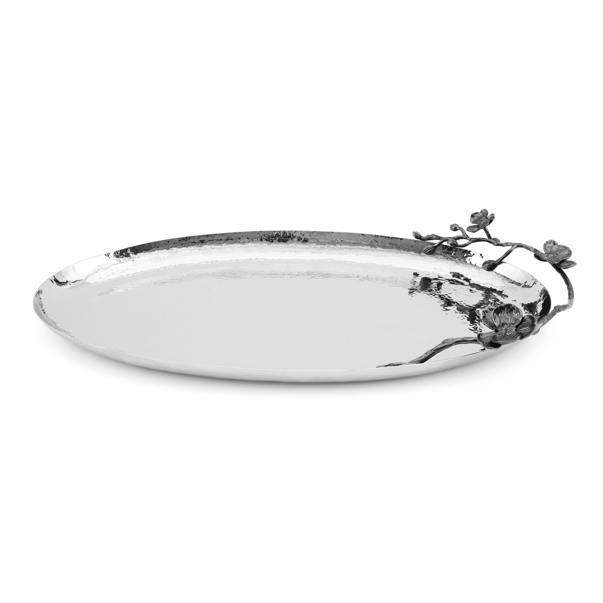 Elegant Black Orchid Oval Serving Platter - Perfect for Dinner Parties, Appetizers & Home Decor