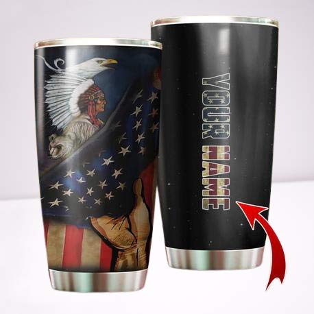 Personalized American Flag 20oz Stainless Steel Tumbler with Lid - Vacuum Insulated Double Wall Travel Mug - Custom Patriotic Drinkware for Coffee, Tea & Cold Beverages - Perfect Gift for Birthday, Christmas, Thanksgiving, Office, Travel & Outdoor Activities