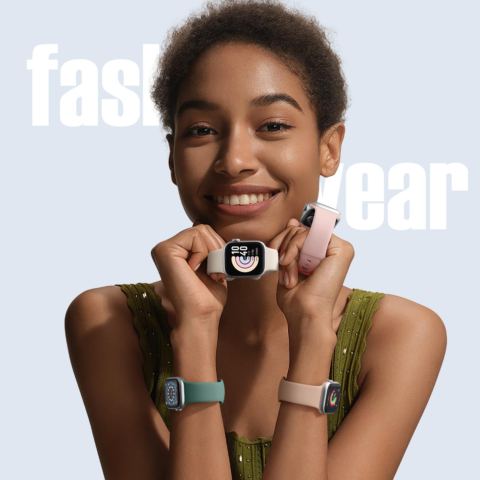 8 Pack Soft Silicone Sport Bands for Apple Watch 38mm-49mm - Compatible with Apple Watch Ultra/Ultra 2 & Series 1-10, SE - Waterproof, Comfortable Strap for Men & Women - Perfect for Workouts, Running & Daily Wear