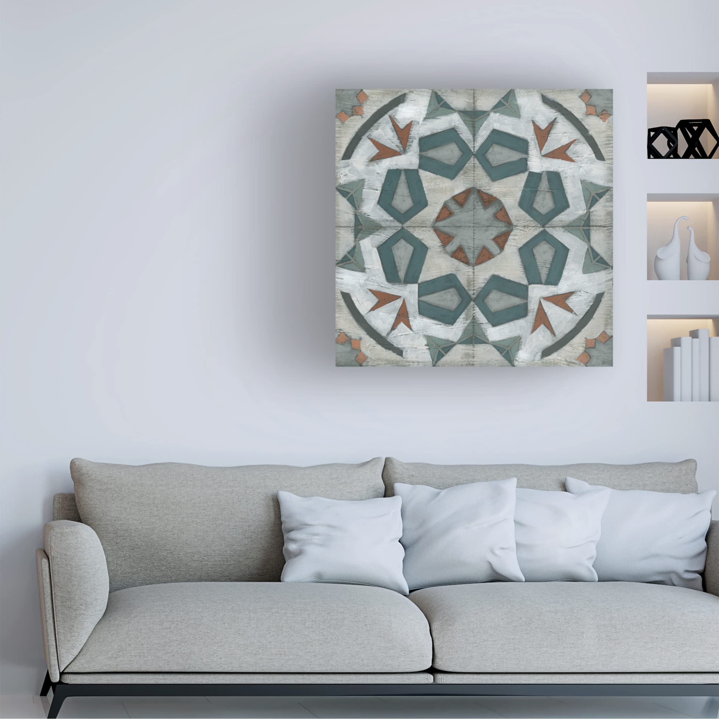 Trademark Fine Art 'Verdigris Tile IV' Canvas Wall Art by June Erica Vess - 35x35 Inches - Modern Home Decor for Living Room, Bedroom & Office