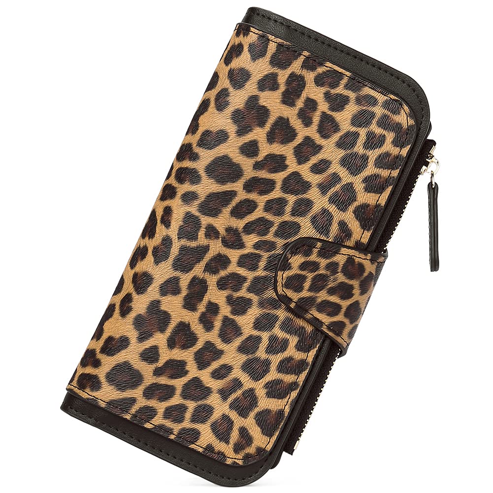 CLUCI Women's Leather RFID Wallet - Trifold Card Holder with ID Window for Daily Use