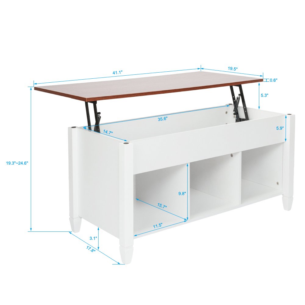 Upgraded Lift Top Coffee Table with Hidden Storage - Thick Wood End Table, Modern Classic Living Room Furniture for Small Spaces (White) - Perfect for Storing Magazines, Remotes & Living Room Essentials