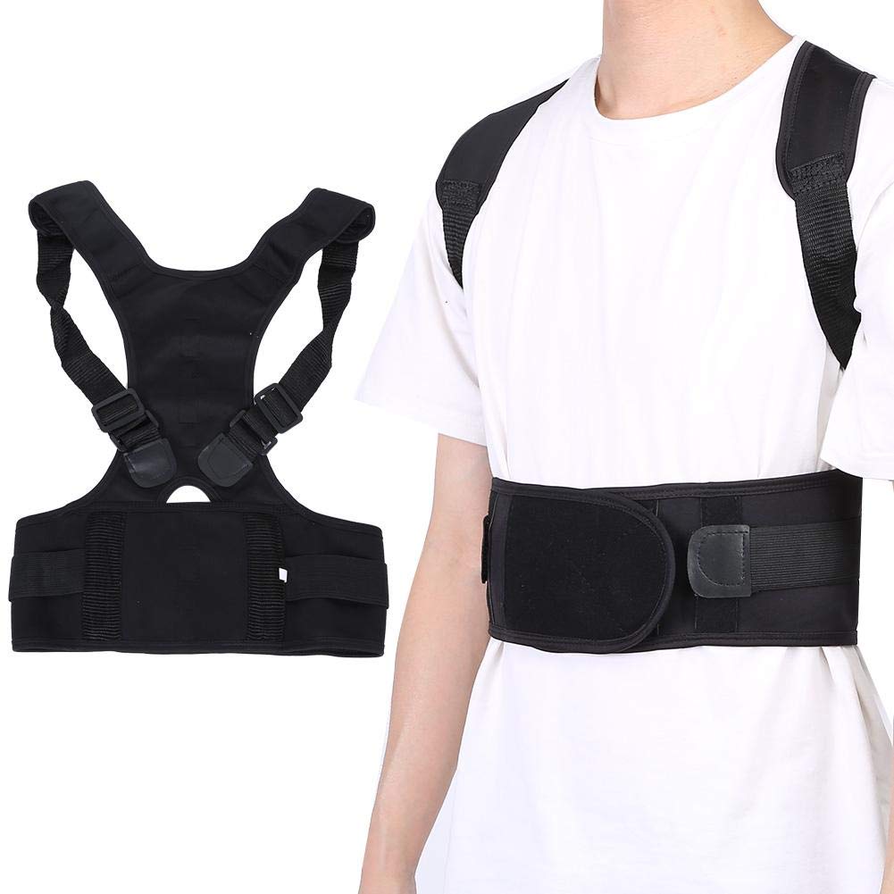 Posture Corrector for Women & Men - Magnetic Back Support Brace for Spine Alignment & Hunchback Correction - Adjustable Upper Back Belt (Large) - Ideal for Office Work, Driving & Daily Posture Improvement