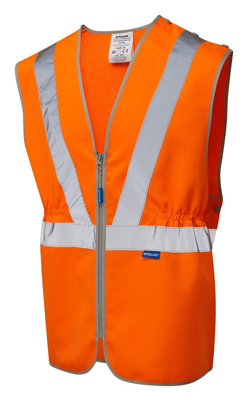 PULSAR PR145 PROTECT HV Orange Safety Tear-Apart Waistcoat - High Visibility Work Vest for Construction, Roadside & Emergency Responders