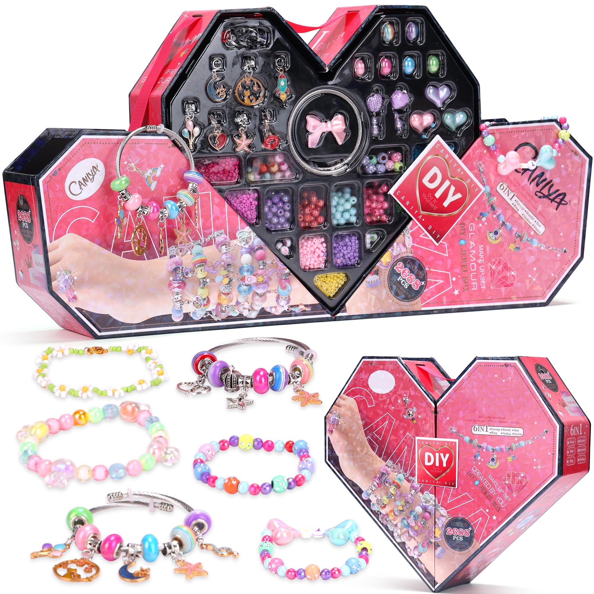 Woiworco DIY Charm Bracelet Making Kit - Jewelry Making Supplies for Girls, Teens & Adults - Create Custom Bracelets for Valentine's Day, Birthday Gifts & Arts Crafts (Love Design) - Perfect for Parties, Gifts & Creative DIY Projects