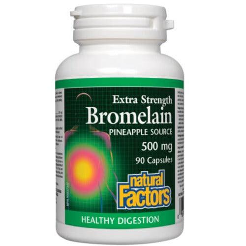 Natural Factors Bromelain Extra Strength 500mg - 90 Capsules | Pineapple Enzyme Supplement for Digestion & Inflammation | Supports Joint Health & Post-Workout Recovery