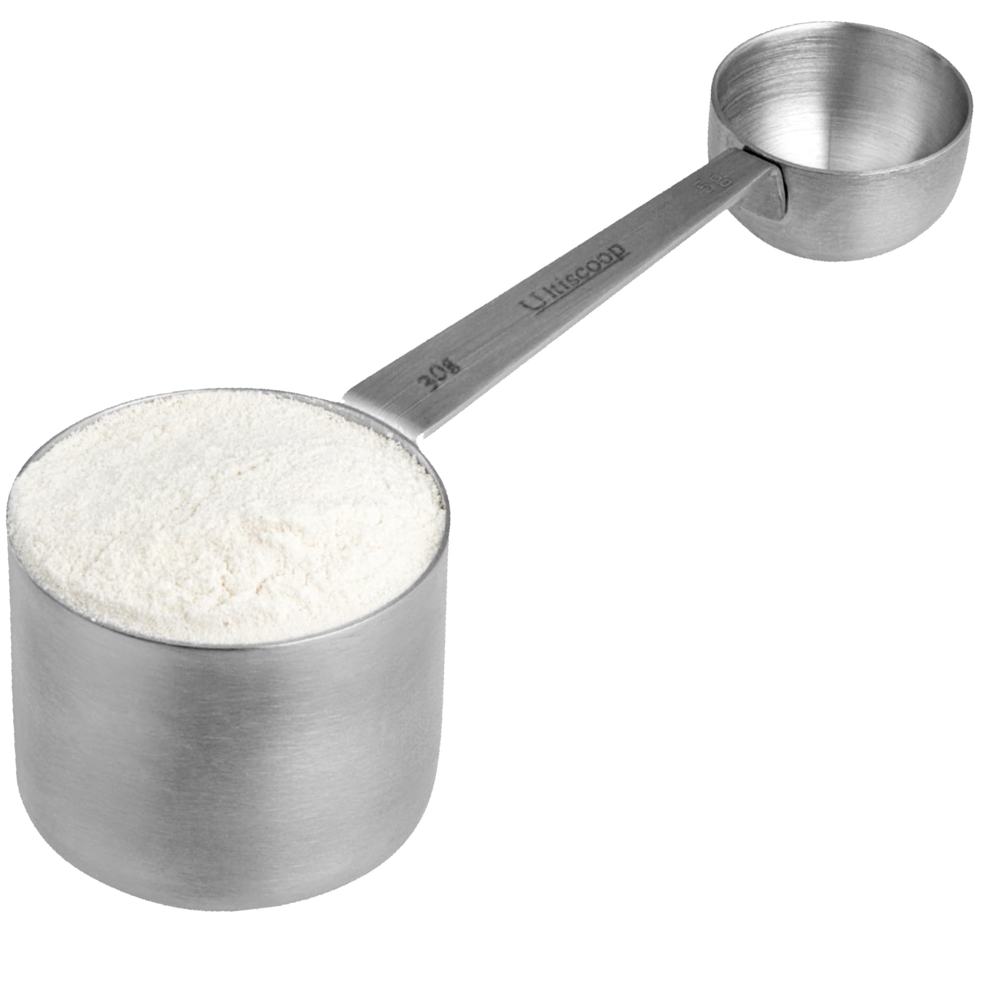 Dual-Sided Stainless Steel Protein Scoop 30g & 5g - Precision Measuring Spoon for Creatine, Pre-Workout, Protein Powder - Perfect for Coffee, Spices, Baking & Cooking - Ideal for Kitchen, Gym & Supplement Use