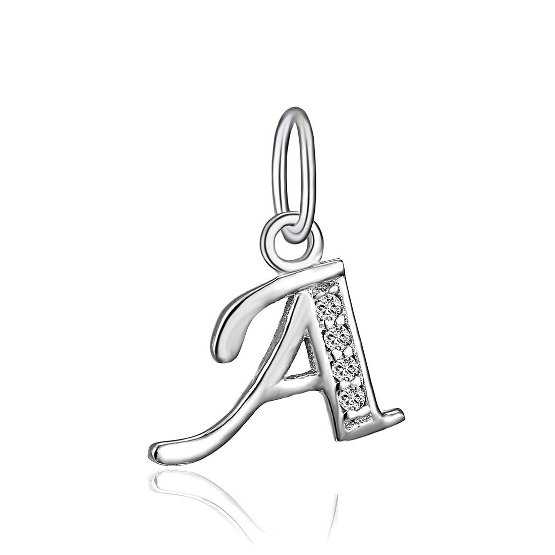 925 Sterling Silver Cubic Zirconia A-Z Initial Letter Pendant Necklace - Personalized Alphabet Charm for Women, Gift for Her, Birthday, Anniversary, Valentine's Day