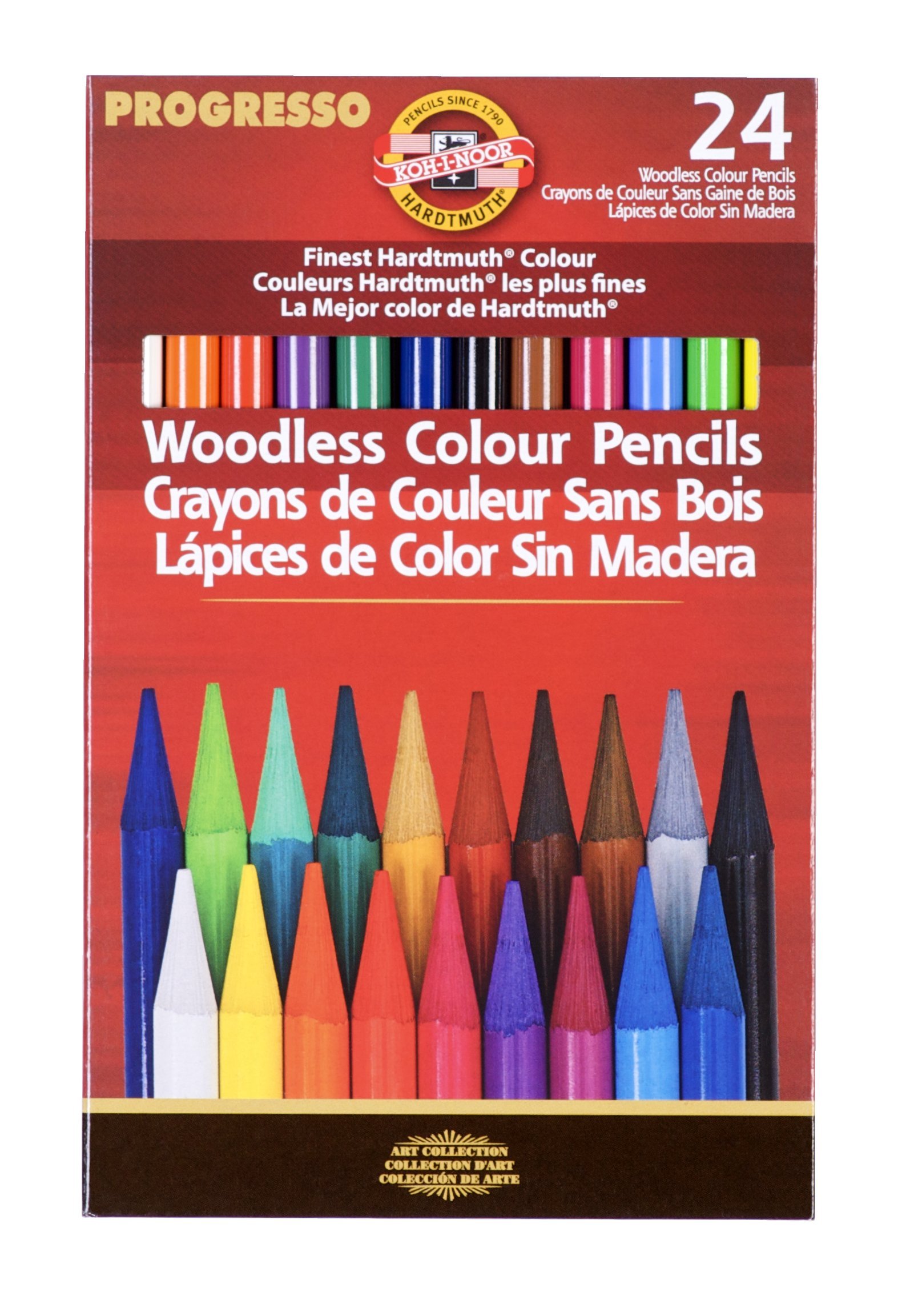 Koh-I-Noor Progresso Woodless Colored Pencils Set of 24 - Vibrant Assorted Colors (FA8758.24) for Artists, Students & Adult Coloring Books | Perfect for Sketching, Drawing & Professional Artwork