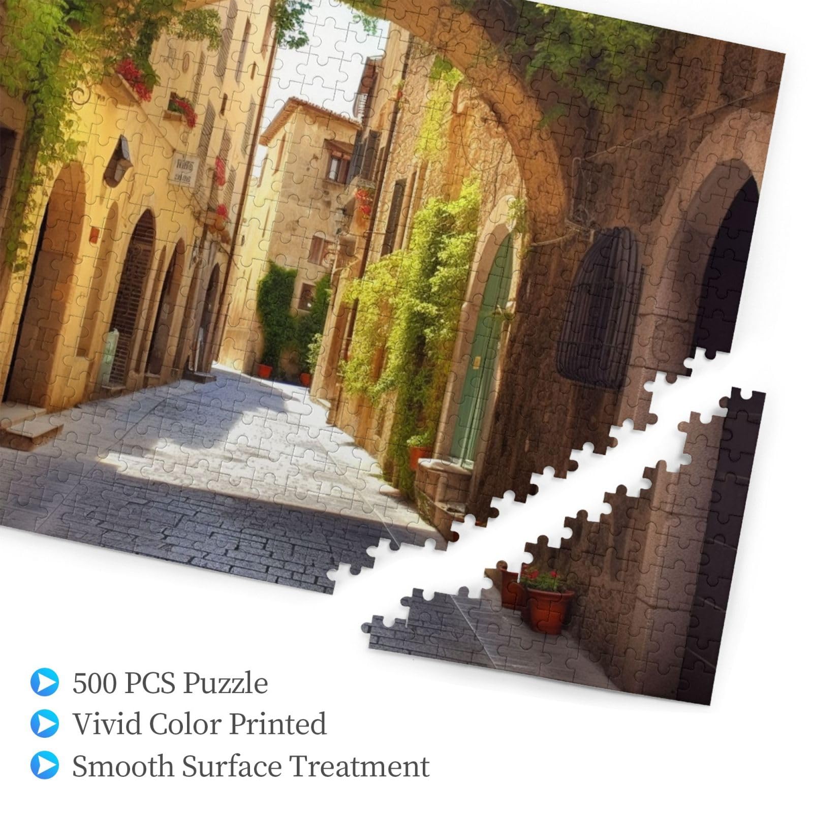 500-Piece Italian Street Wooden Jigsaw Puzzle for Adults - Personalized Photo Puzzle, Classic Family Board Game (20.4